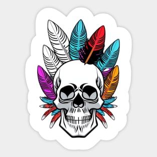 skull with feathers Sticker